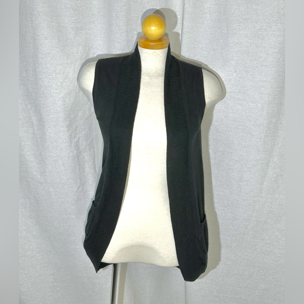 Lord and Taylor - Black Merino Wool Cardigan Vest - Size S